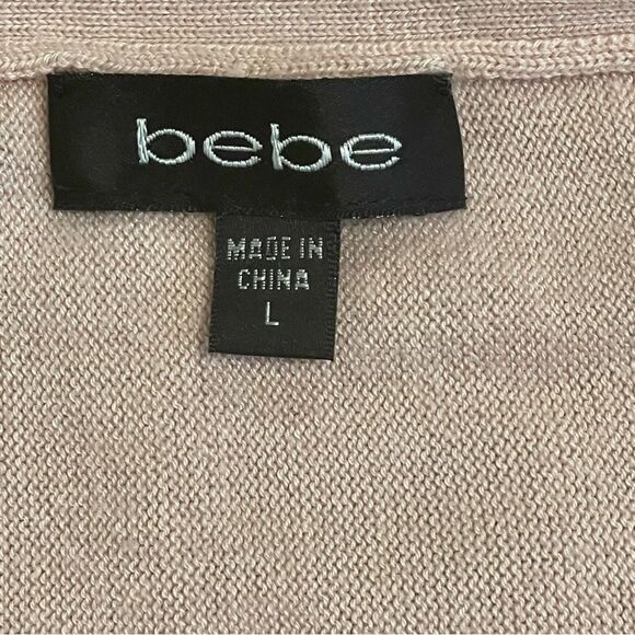 Bebe Cascading Front Long Sleeve Cardigan High Low Hem Light Pink Size Large - Picture 9 of 11